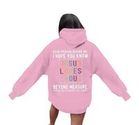 Generisch Sudadera con capucha para mujer, con versículos de la Biblia, sudadera de manga larga de gran tamaño para niñas, ropa elegante, Rosa., XXL