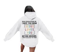 Generisch Sudadera con capucha para mujer, con versículos de la Biblia, sudadera de manga larga de gran tamaño para niñas, ropa elegante, Blanco, M