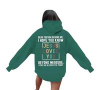 Generisch Sudadera con capucha para mujer, con versículos de la Biblia, sudadera de manga larga de gran tamaño para niñas, ropa elegante, Verde oscuro., XL