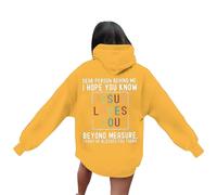 Generisch Sudadera con capucha para mujer, con versículos de la Biblia, sudadera de manga larga de gran tamaño para niñas, ropa elegante, amarillo, S