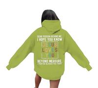 Generisch Sudadera con capucha para mujer, con versículos de la Biblia, sudadera de manga larga de gran tamaño para niñas, ropa elegante, verde, XXL
