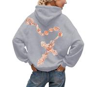 Generisch Sudadera con capucha para mujer, cruz de Jesús, cristianismo, estampado informal, sudadera de manga larga con cordón y bolsillos, talla grande, cómoda, ropa de calle, sudadera para el tiempo