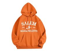 Generisch Sudadera con capucha para mujer de Halloween Independent Station Flying Little Witch con letras impresas, naranja, S