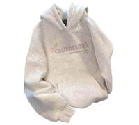 Generisch Sudadera con capucha para mujer, de invierno, a la moda, hip hop, sudadera universitaria, con bolsillos, informal, holgada, cómoda, gris, L