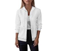 Generisch Sudadera con capucha para mujer de talla grande para invierno, manga larga, diseño de cremallera ideal para el día a día con elegante simplicidad, Blanco, XXL