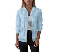 Generisch Sudadera con capucha para mujer de talla grande para invierno, manga larga, diseño de cremallera ideal para el día a día con elegante simplicidad, azul, L