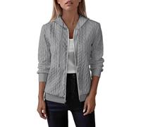 Generisch Sudadera con capucha para mujer de talla grande para invierno, manga larga, diseño de cremallera ideal para el día a día con elegante simplicidad, gris, M