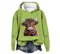 Generisch Sudadera con capucha para mujer, divertida sudadera con capucha con estampado de barro de las tierras altas, desenfadada, con bonita vaca, en ropa de invierno, para amantes de los animales