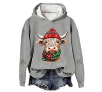 Generisch Sudadera con capucha para mujer, divertida, tallas grandes, transpirable, sudadera con capucha con bonito estampado de barro de las tierras altas, gran tamaño, sudadera con capucha, informal