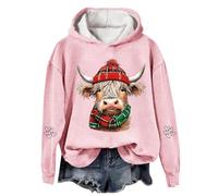 Generisch Sudadera con capucha para mujer, divertida, tallas grandes, transpirable, sudadera con capucha con bonito estampado de barro de las tierras altas, gran tamaño, sudadera con capucha, informal