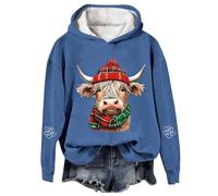 Generisch Sudadera con capucha para mujer, divertida, tallas grandes, transpirable, sudadera con capucha con bonito estampado de barro de las tierras altas, gran tamaño, sudadera con capucha, informal