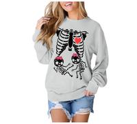 Generisch Sudadera con capucha para mujer, estilo gótico, esqueleto gótico, punk, informal, manga larga, corte relajado, sudaderas de invierno, informales, Sudadera con capucha B4-gris, L