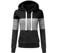 Generisch Sudadera con capucha para mujer, estilo informal, con capucha, blusa, Negro , 4XL
