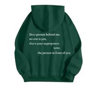 Generisch Sudadera con capucha para mujer "Liebe Person hinter Mir, niemand bist du, das ist Deine Superkraft" Strickjacke Damen Mustgelb, Verde oscuro., M