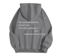 Generisch Sudadera con capucha para mujer "Liebe Person hinter Mir, niemand bist du, das ist Deine Superkraft" Strickjacke Damen Mustgelb, gris oscuro, M