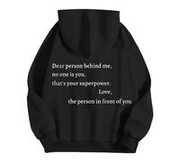 Generisch Sudadera con capucha para mujer "Liebe Person hinter Mir, niemand bist du, das ist Deine Superkraft" Strickjacke Damen Mustgelb, Negro , XL