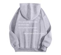 Generisch Sudadera con capucha para mujer "Liebe Person hinter Mir, niemand bist du, das ist Deine Superkraft" Strickjacke Damen Mustgelb, Gris claro., L