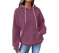 Generisch Sudadera con capucha para mujer, manga larga, cuello redondo, suéter de otoño e invierno, abrigo de gran tamaño, suéter para mujer, suelto, informal, ropa de calle, sudaderas, sudaderas con