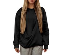 Generisch Sudadera con capucha para mujer, sin capucha, con bolsillo y bolsillo frontal para mamá de gato, para ropa de salón pequeña y cómoda de forro polar suave, Negro , 3XL