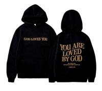 Generisch Sudadera con capucha para mujer, sudaderas cristianas con texto Jesus Loves You de manga larga, estampado de letras, sudaderas con cordón y bolsillos, informal, estilo vintage, ropa de calle