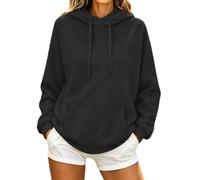 Generisch Sudadera con capucha para mujer, talla grande, de manga larga, con bolsillos, monocolor, holgada, cálida, para invierno, otoño, ropa de calle, básica, deportiva, parte superior, holgada