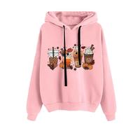 Generisch Sudadera con capucha para mujer, vestido con capucha, cordón con bolsillo, estampado de calavera, mini vestido con capucha, suéter de manga larga, Sudaderas con capucha B6-rosa, 3XL