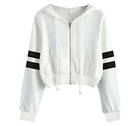 Generisch Sudadera con capucha para mujer y mujer, sudadera con capucha, sudadera informal con mangas con capucha para mujer, zapatos de país, Blanco, S