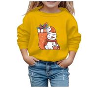 Generisch Sudadera con capucha para niña con diseño de copos de nieve, diseño navideño de invierno, cálido, estampado navideño, sudadera (amarillo, 12-13 años)