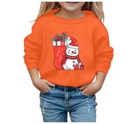 Generisch Sudadera con capucha para niña con diseño de copos de nieve, diseño navideño, naranja, 12-13 años