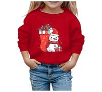 Generisch Sudadera con capucha para niña con diseño de copos de nieve, diseño navideño, rojo, 12-13 años