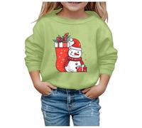 Generisch Sudadera con capucha para niña con diseño de copos de nieve, diseño navideño, Verde claro., 12-13 años