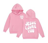 Generisch Sudadera con capucha para niña con estampado de cartas, sudadera de manga larga, para otoño, invierno, tiempo libre, manga larga, para niños de 1 a 13 años, ropa de calle diaria, Rosa claro