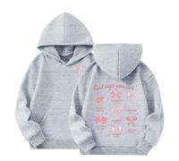 Generisch Sudadera con capucha para niña, informal, básica, de manga larga, cómoda, sudadera de manga larga, jersey para niños, unisex, para deporte, exterior, chaqueta de entretiempo, gris, 7-8 años