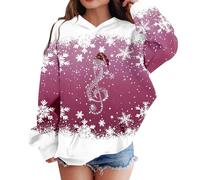 Generisch Sudadera con capucha para niña, manga larga, bonita parte superior, ajuste holgado, ropa deportiva informal para adolescentes, jóvenes, Navidad, cómoda vida cotidiana, Rosa., 4-5 años
