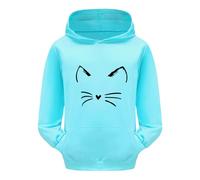 Generisch Sudadera con capucha para niña y gatito, sudadera con capucha y cordón, sudadera ligera con capucha, camiseta informal, básica, cómoda, moderna, para exteriores, ropa de calle, azul, 2-3