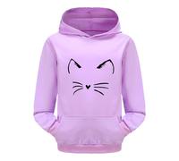 Generisch Sudadera con capucha para niña y gatito, sudadera con capucha y cordón, sudadera ligera con capucha, camiseta informal, básica, cómoda, moderna, para exteriores, ropa de calle, morado, 2-3