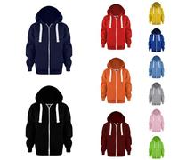 Generisch Sudadera con capucha para niño, chaqueta con cremallera, chaqueta con capucha, manga larga, chaqueta de montañismo, con bolsillos, sudadera holgada para adolescentes y niñas, A04 Marine, 90