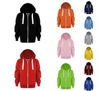 Generisch Sudadera con capucha para niño, chaqueta con cremallera, chaqueta con capucha, manga larga, chaqueta de montañismo, con bolsillos, sudadera holgada para adolescentes y niñas, A01 negro., 120