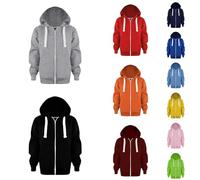 Generisch Sudadera con capucha para niño, chaqueta con cremallera, chaqueta con capucha, manga larga, chaqueta de montañismo, con bolsillos, sudadera holgada para adolescentes y niñas, A05 Gris, 150