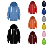 Generisch Sudadera con capucha para niño, chaqueta con cremallera, chaqueta con capucha, manga larga, chaqueta de montañismo, con bolsillos, sudadera holgada para adolescentes y niñas, A06 Azul, 100