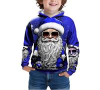 Generisch Sudadera con capucha para niño con diseño de Papá Noel, sudadera de forro polar festivo para un atuendo acogedor de vacaciones, sudadera informal para la escuela al aire libre, azul, 3-4