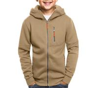 Generisch Sudadera con capucha para niño, sudadera para exteriores, manga larga, informal, adolescente, chaqueta de invierno, monocolor, sudadera con capucha, cómoda y moderna, caqui, 170