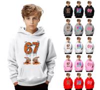 Generisch Sudadera con Capucha para Niños 67 SIX Seven Motivos - Neon Donut Basketball Print Sudadera con Capucha para Niños Niñas Adolescentes Chándal Estampado Colorido Sixseven Sudadera Primavera
