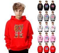 Generisch Sudadera con capucha para niños 67 Six Seven - Neon Donut Basketball Print Sudadera con Capucha para Niños Niñas Adolescentes Chándal Estampado Colorido Sixseven Sudadera Primavera Otoño