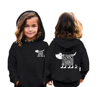 Generisch Sudadera con capucha para niños con código QR personalizable, sudadera para niñas, moda festiva de Navidad con experiencia de sonido interactiva, material de algodón acogedor para la