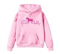 Generisch Sudadera con capucha para niños de manga larga con estampado de caballos para una mezcla de algodón suave para los días fríos, Rosa., 4-5 años