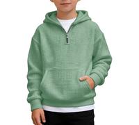 Generisch Sudadera con capucha para niños y niñas, Aestetic, monocolor, con capucha, manga larga, ligera, unisex, para deporte, fitness, exterior, chaqueta de entretiempo, verde claro, 13-14 años