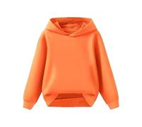 Generisch Sudadera con capucha para niños y niñas, disfraz básico, sudadera de invierno con capucha, cómoda y cálida, deportiva, elástica, deportiva, camiseta deportiva clásica, monocolor, naranja