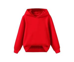 Generisch Sudadera con capucha para niños y niñas, disfraz básico, sudadera de invierno con capucha, cómoda y cálida, deportiva, elástica, deportiva, camiseta deportiva clásica, monocolor, rojo, 140