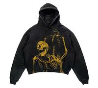 Generisch Sudadera con capucha punk esqueleto estampado Y2K retro hip hop gótico sudaderas deportivas casual ropa de calle moda sudaderas con capucha para hombre y mujer sudaderas con capucha, 16#, M